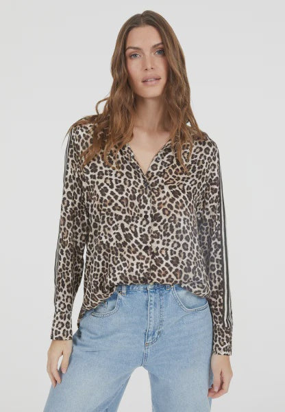 Marc Aurel Shirt with leopard print and stripes