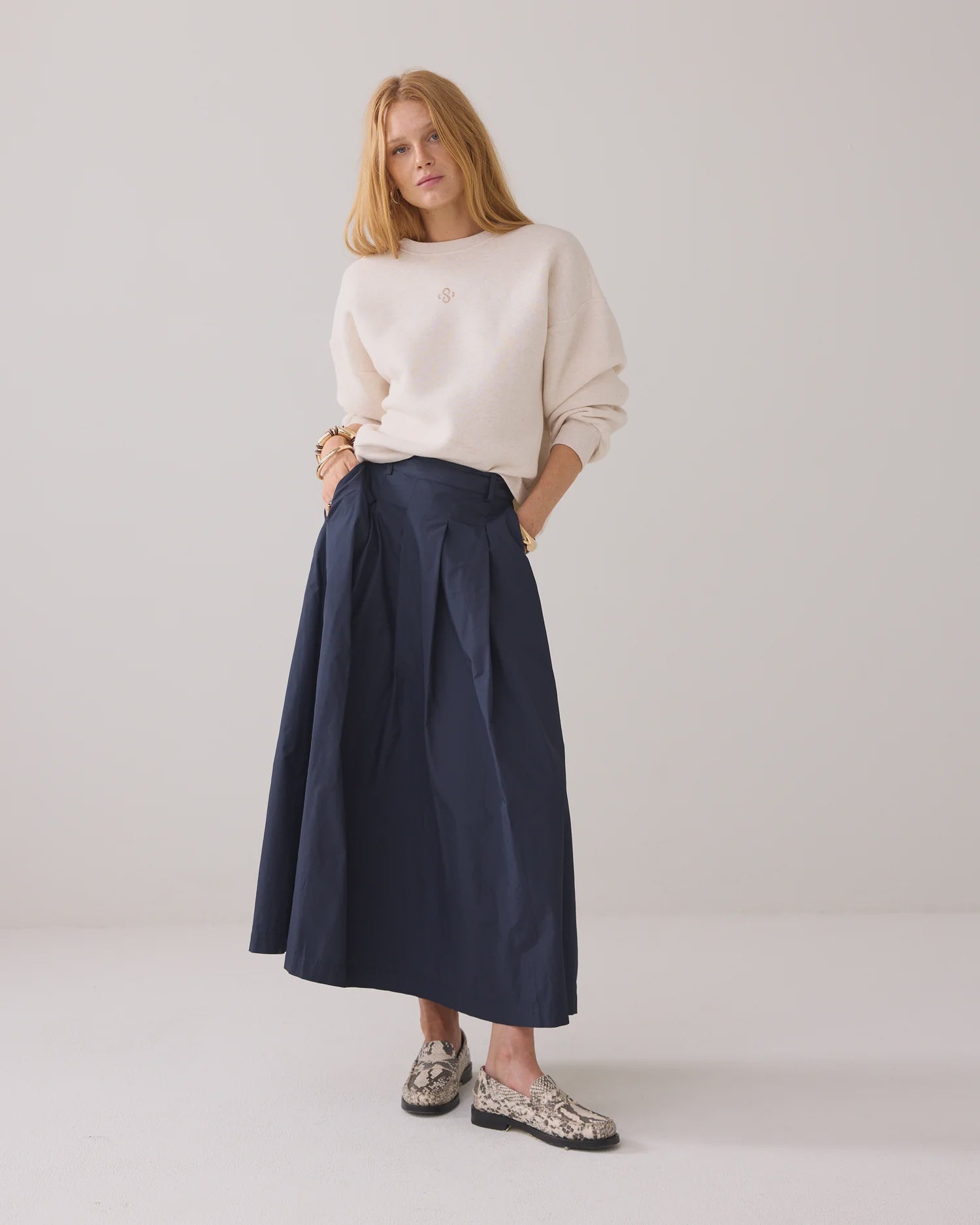 Summum Wide taffeta skirt