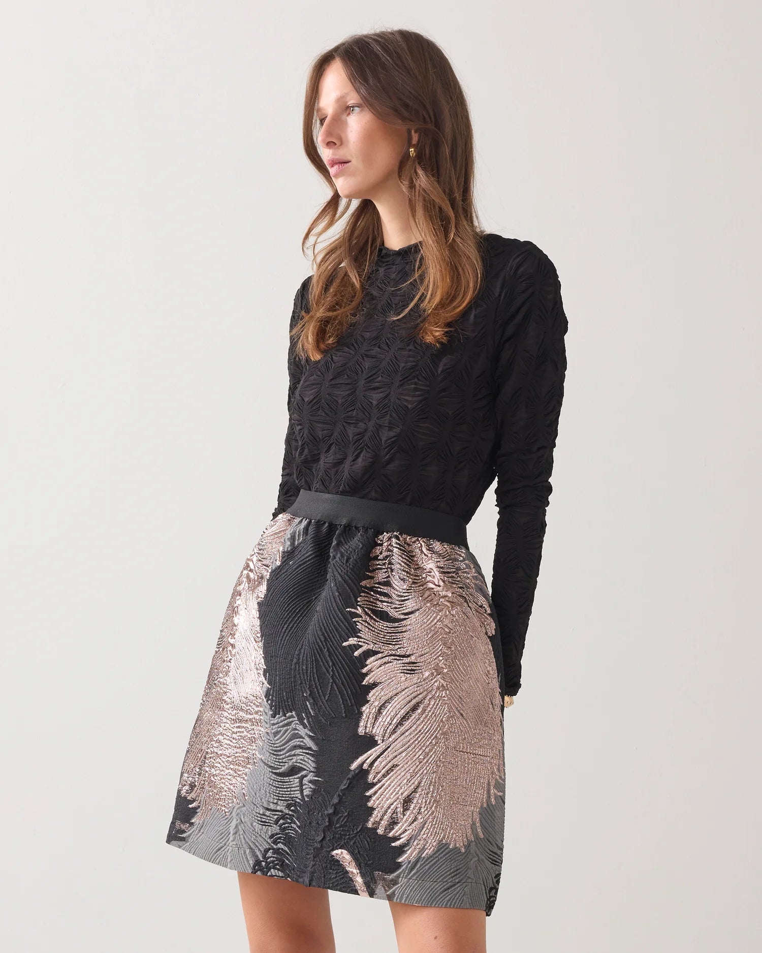 Summum Short festive skirt in jacquard fabric