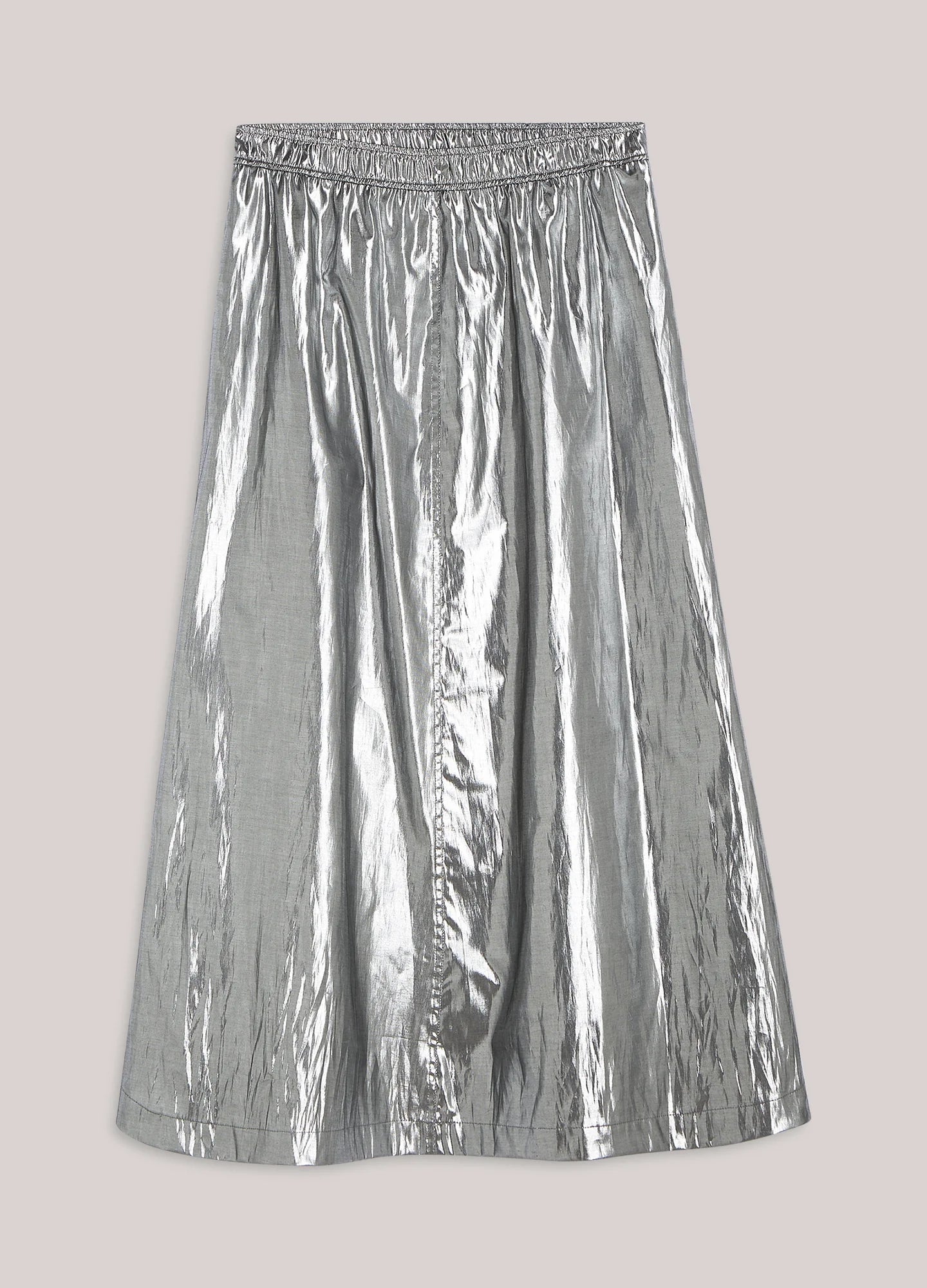 Summum LONG SKIRT IN SHINY SILVER FABRIC