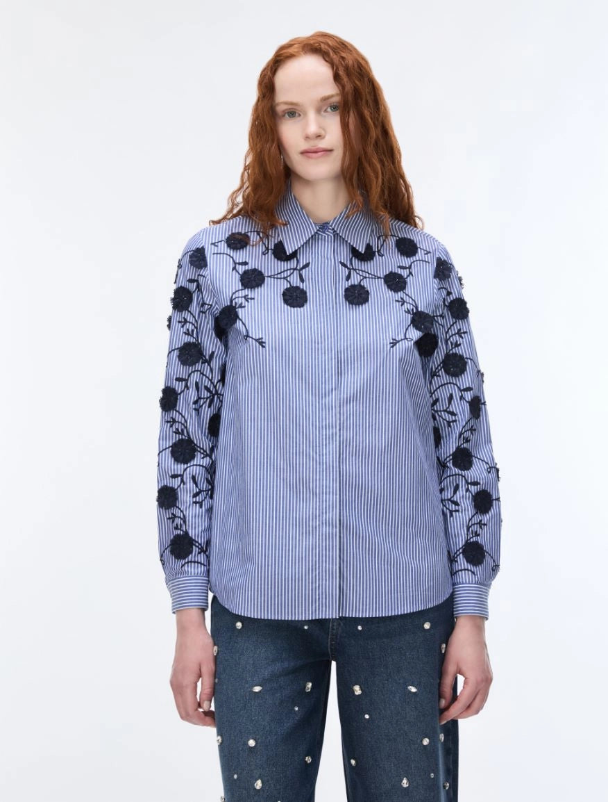 i BLUES THREAD-EMBROIDERED SHIRT