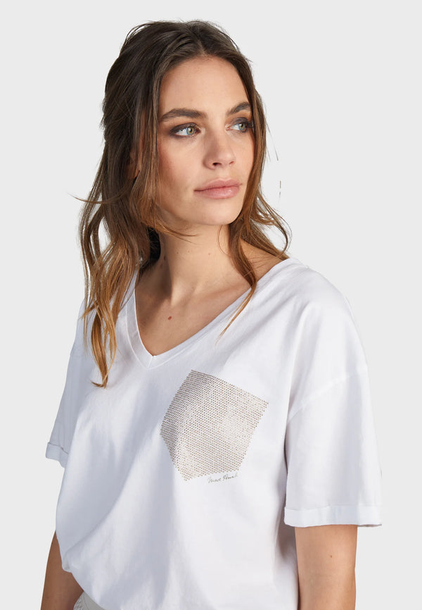 Marc Aurel T-shirt w rhinestone appliqué