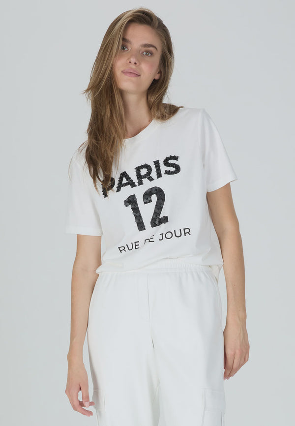 Marc Aurel T-shirt with embroidered Paris print