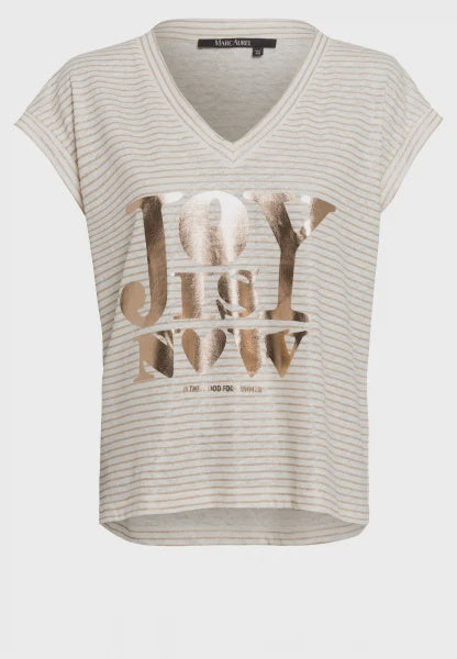 Marc Aurel Linen shirt with fine stripes and metallic print