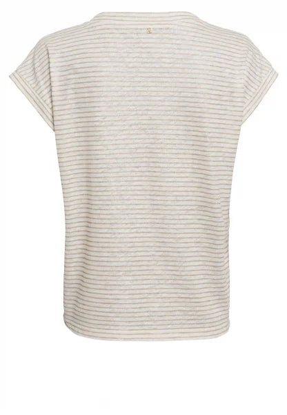 Marc Aurel Linen shirt with fine stripes and metallic print