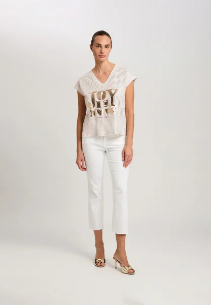 Marc Aurel Linen shirt with fine stripes and metallic print