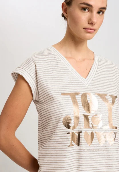 Marc Aurel Linen shirt with fine stripes and metallic print