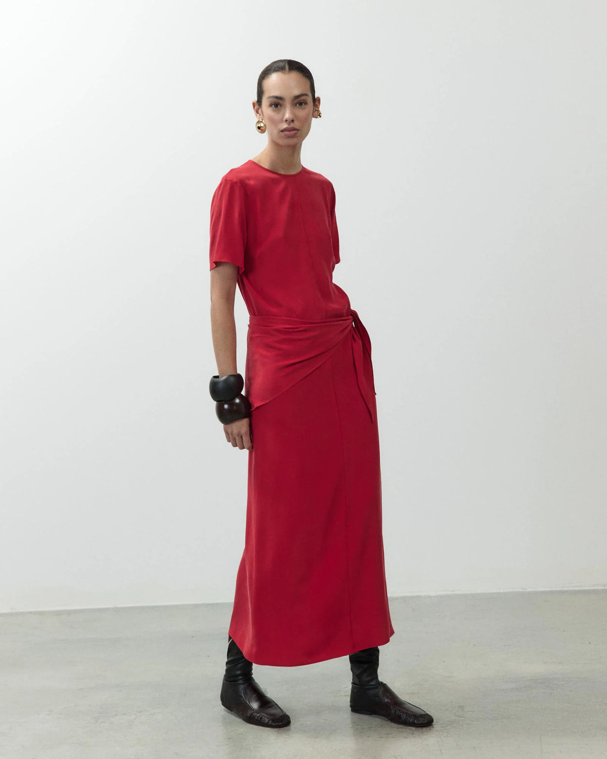 ALYSI CRÊPE DE CHINE DRESS WITH SCARF