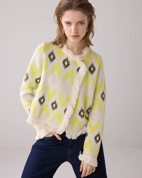 Summum Knitted jacket with ikat jacquard