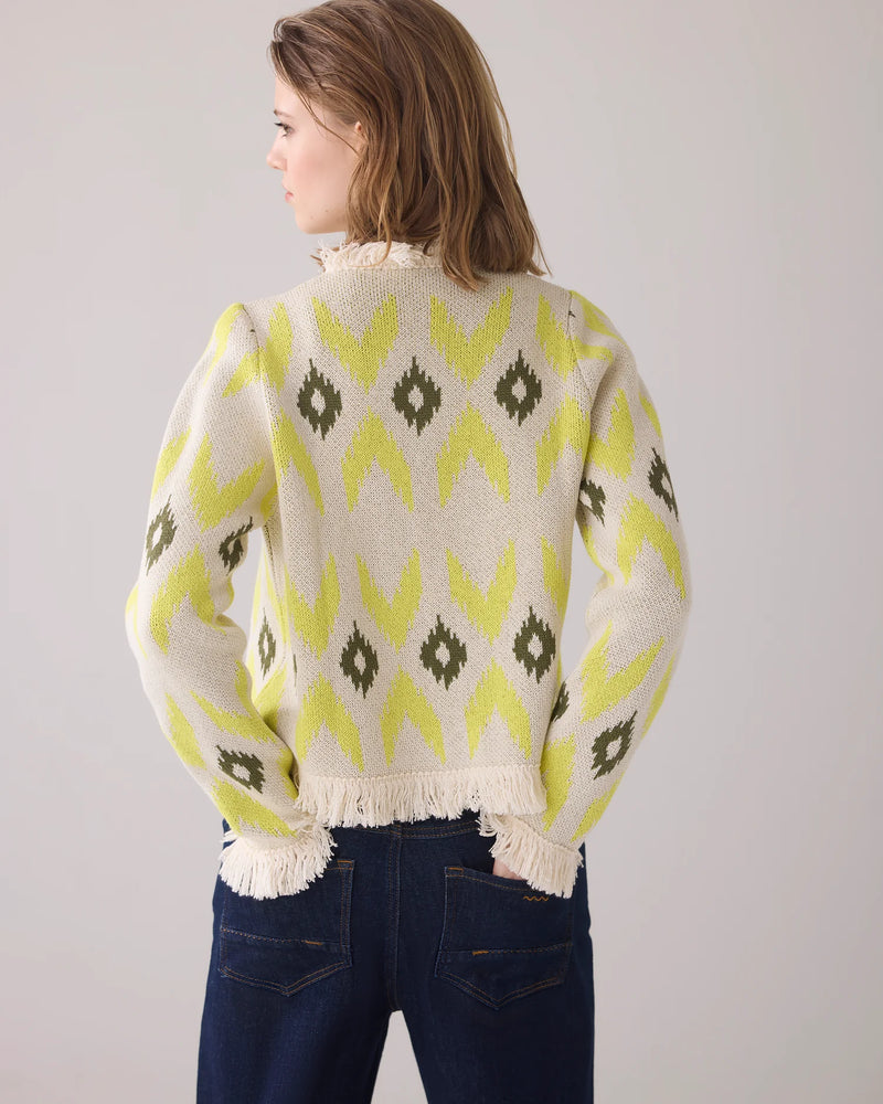 Summum Knitted jacket with ikat jacquard