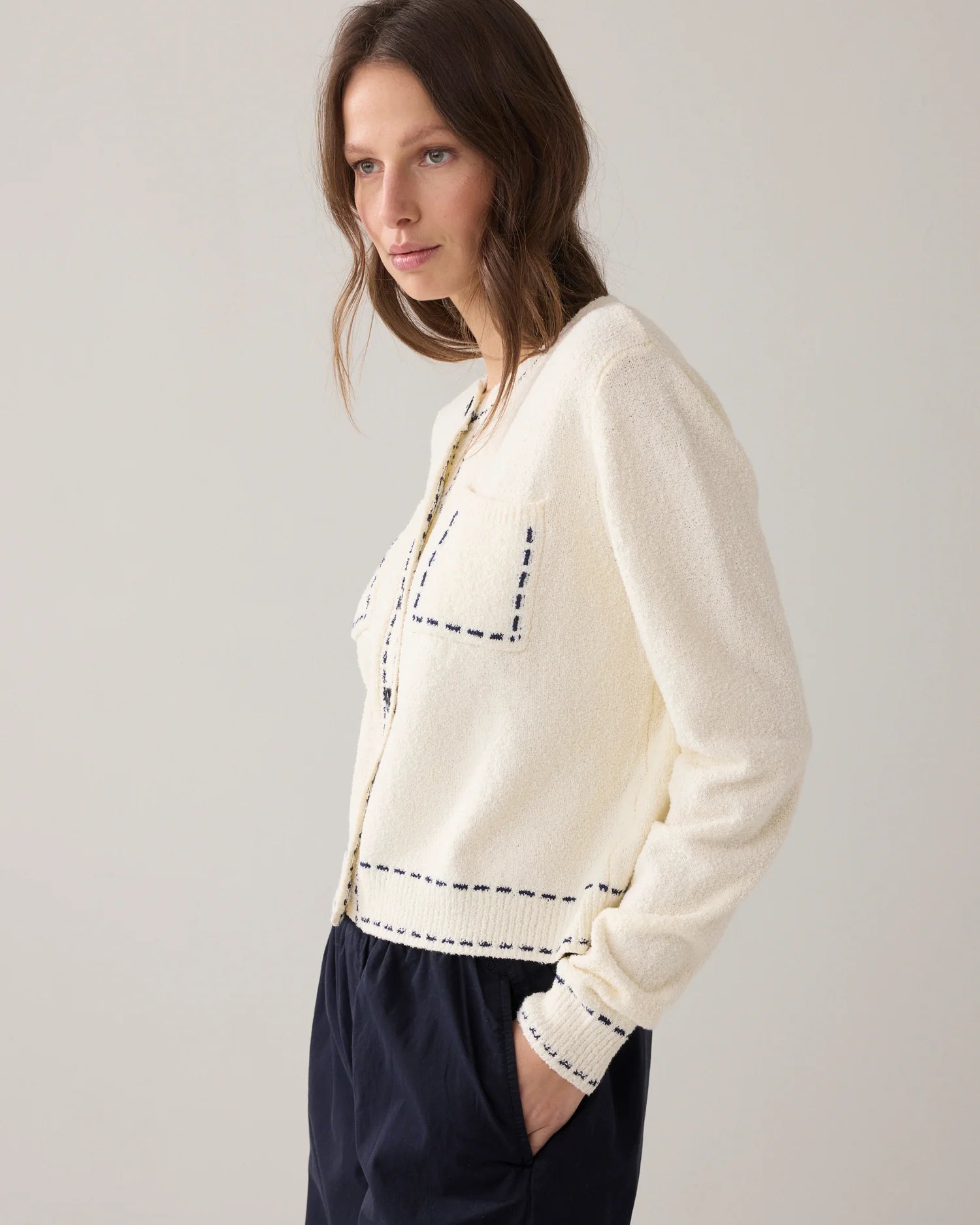 Summum Short cotton-blend cardigan