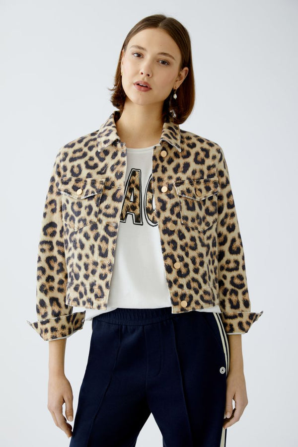 OUI Leopard Print Denim jacket