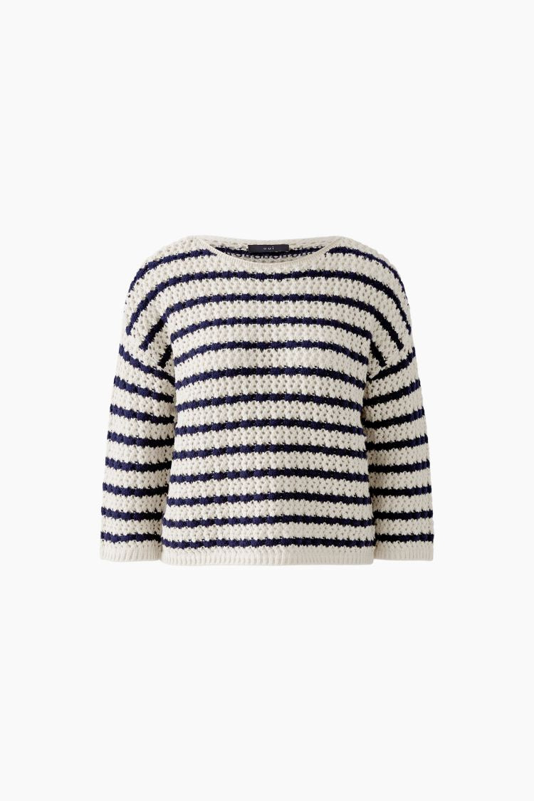 OUI Polo pullover - white blue