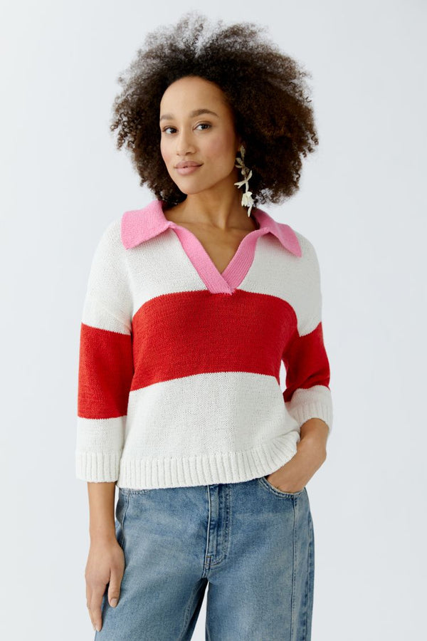 OUI Pullover - white red