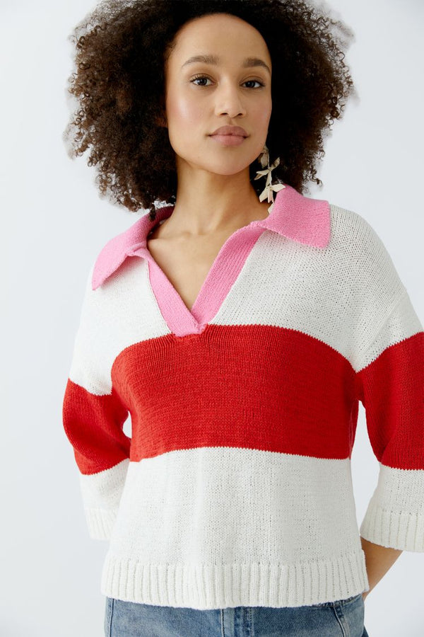 OUI Pullover - white red