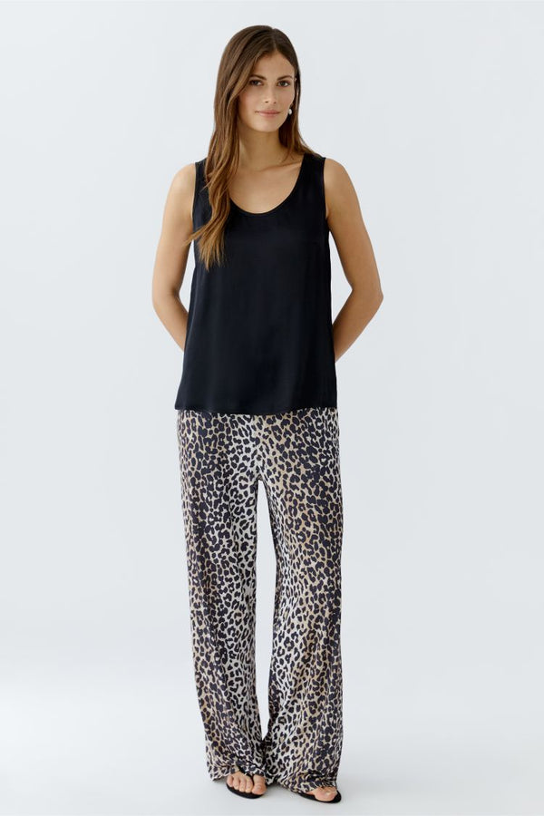 OUI Slip-on trousers - dark camel black