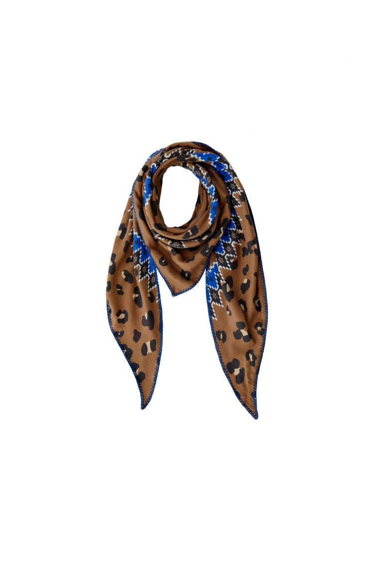 OUI Triangular scarf - dark camel blue