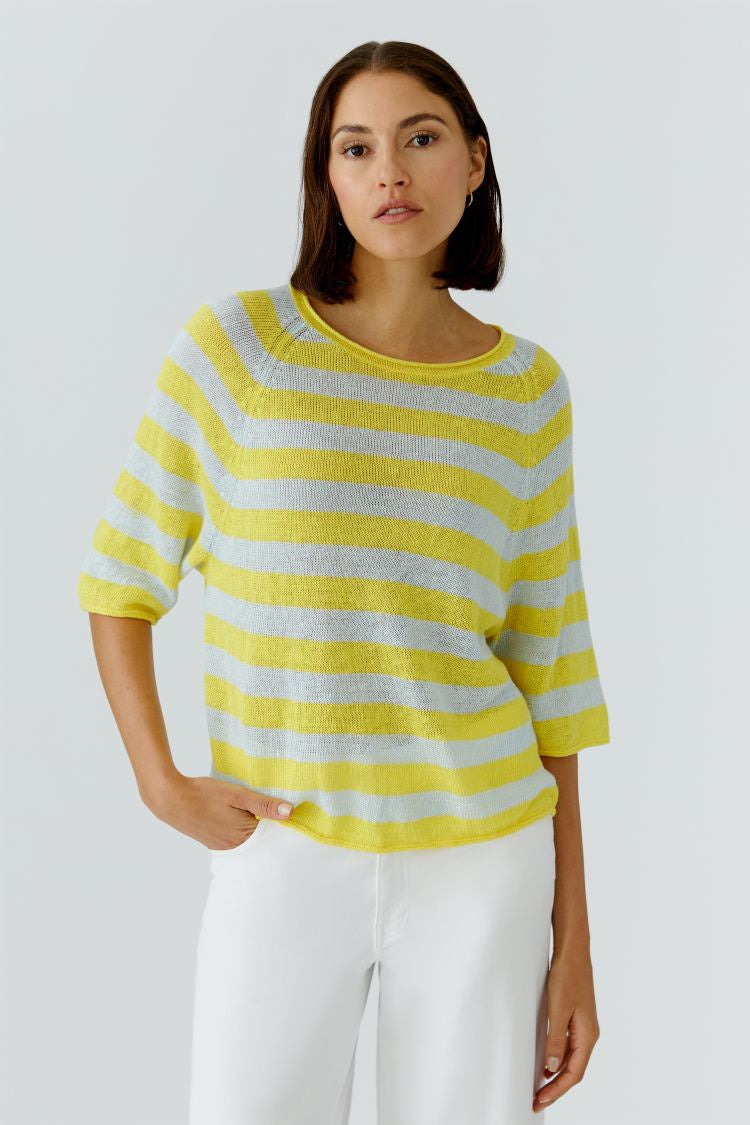 OUI pullover - yellow green stripe