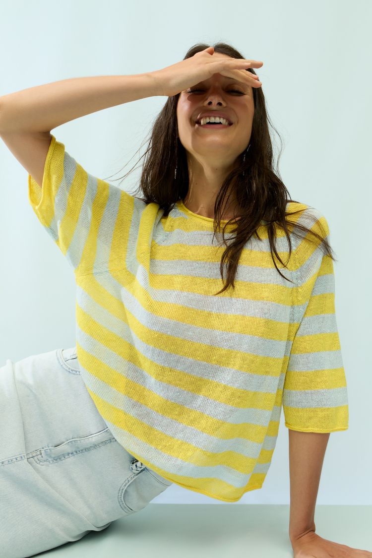OUI pullover - yellow green stripe