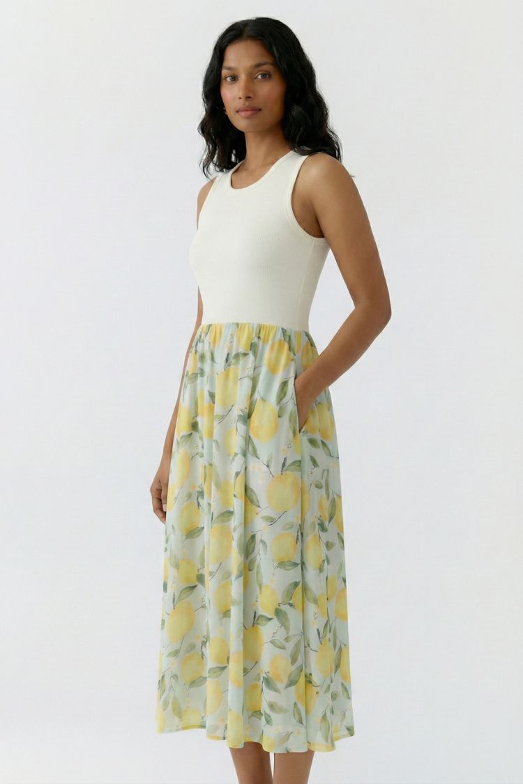 OUI Midi dress - light green yellow
