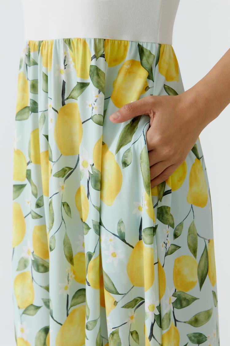 OUI Midi dress - light green yellow
