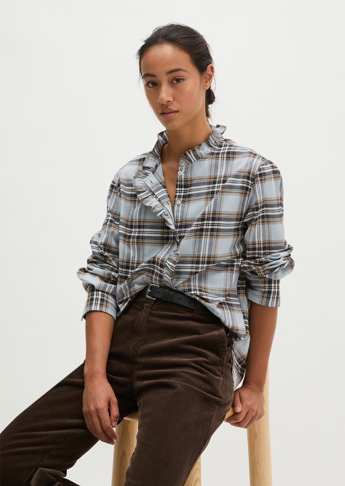 Marc O’Polo CHECKERED RUFFLE BLOUS