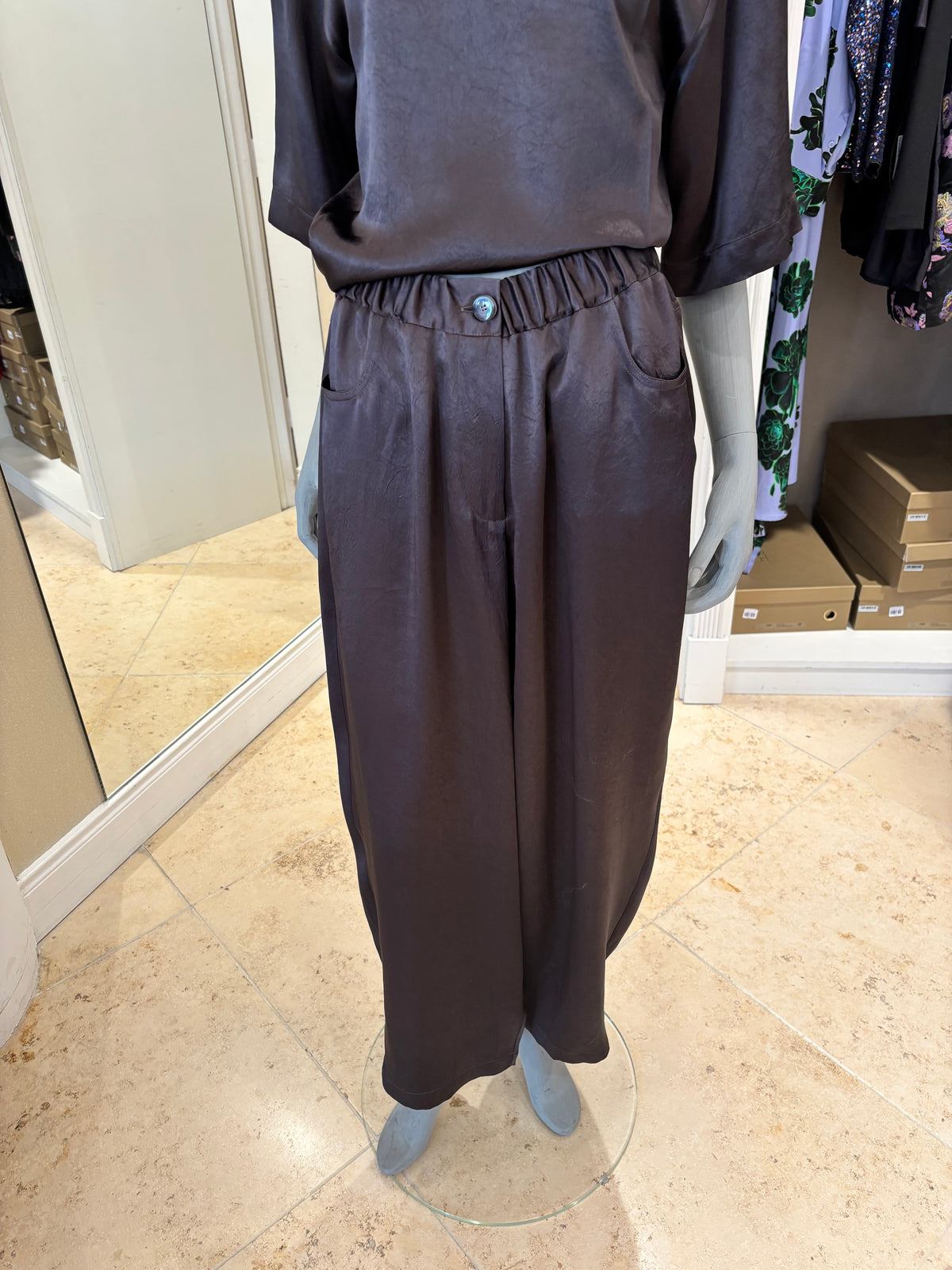 ALYSI WIDE-LEG SATIN TROUSERS