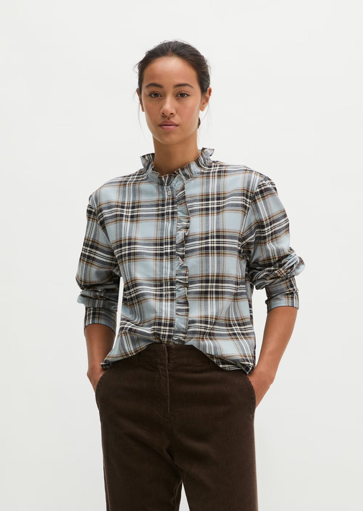 Marc O’Polo CHECKERED RUFFLE BLOUS