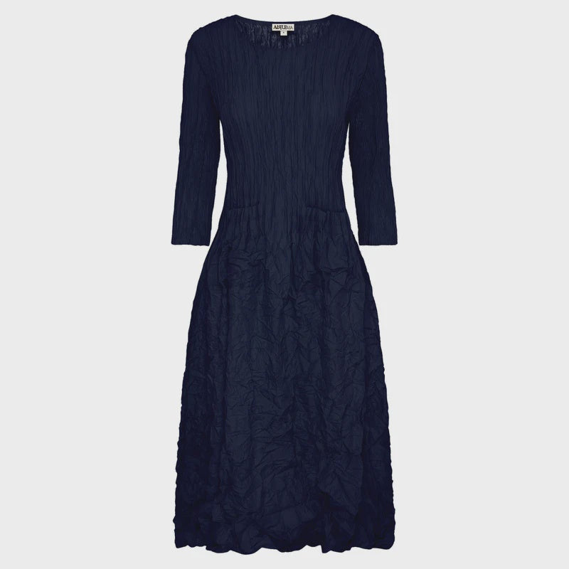 ALQUEMA 3/4 Sleeve Smash Pocket Dress Black