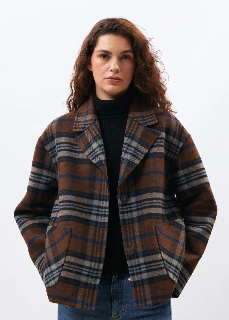 Humility brown reversible plaid jacket