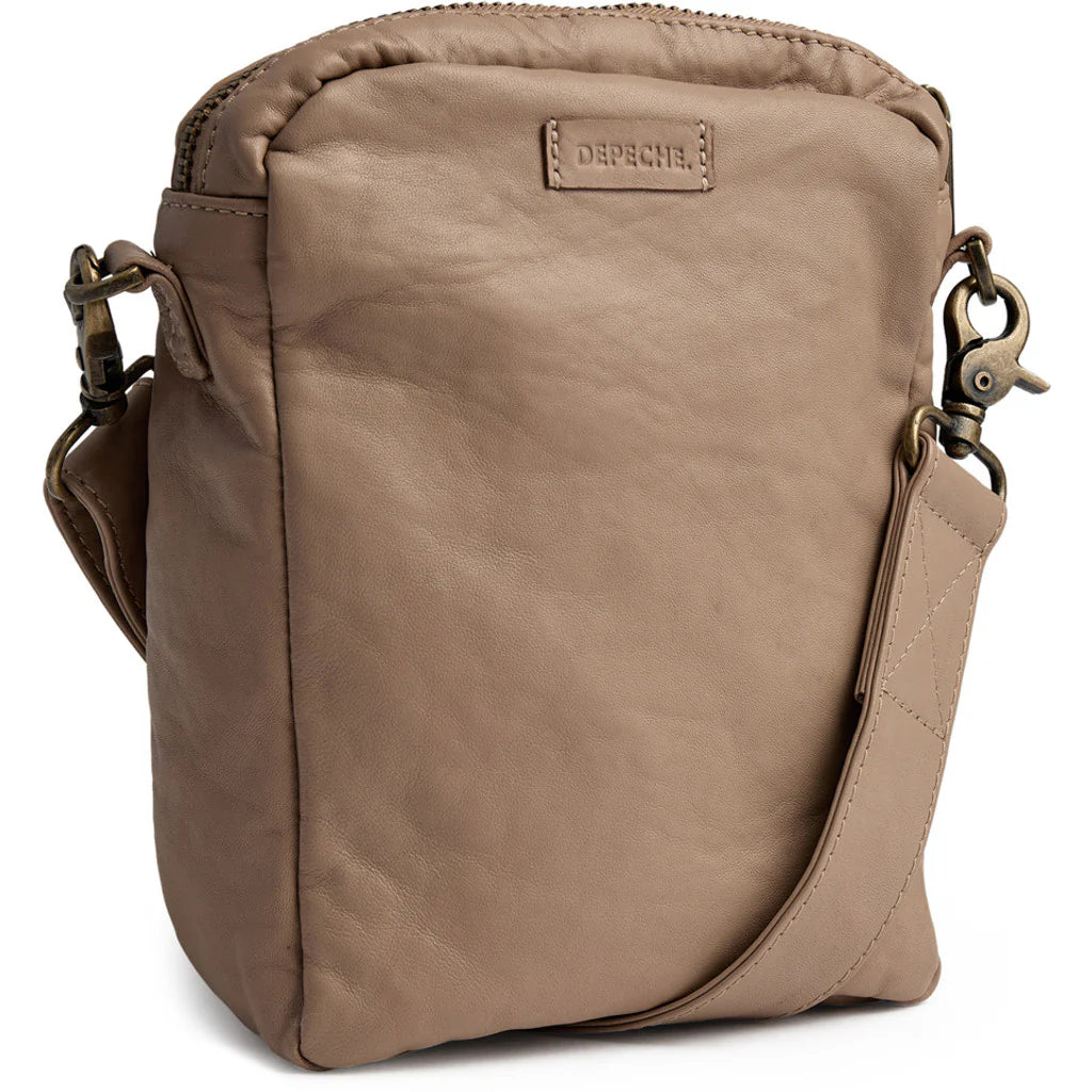 DEPECHE Crossover bag in strong and nice leather quality  latte