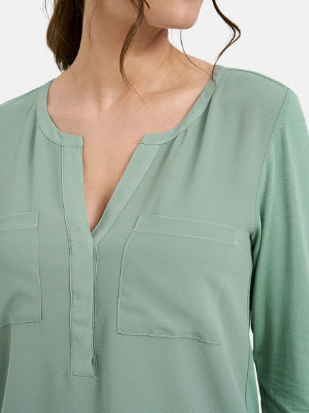 MILANO ITALY Jersey Blouse with woven front