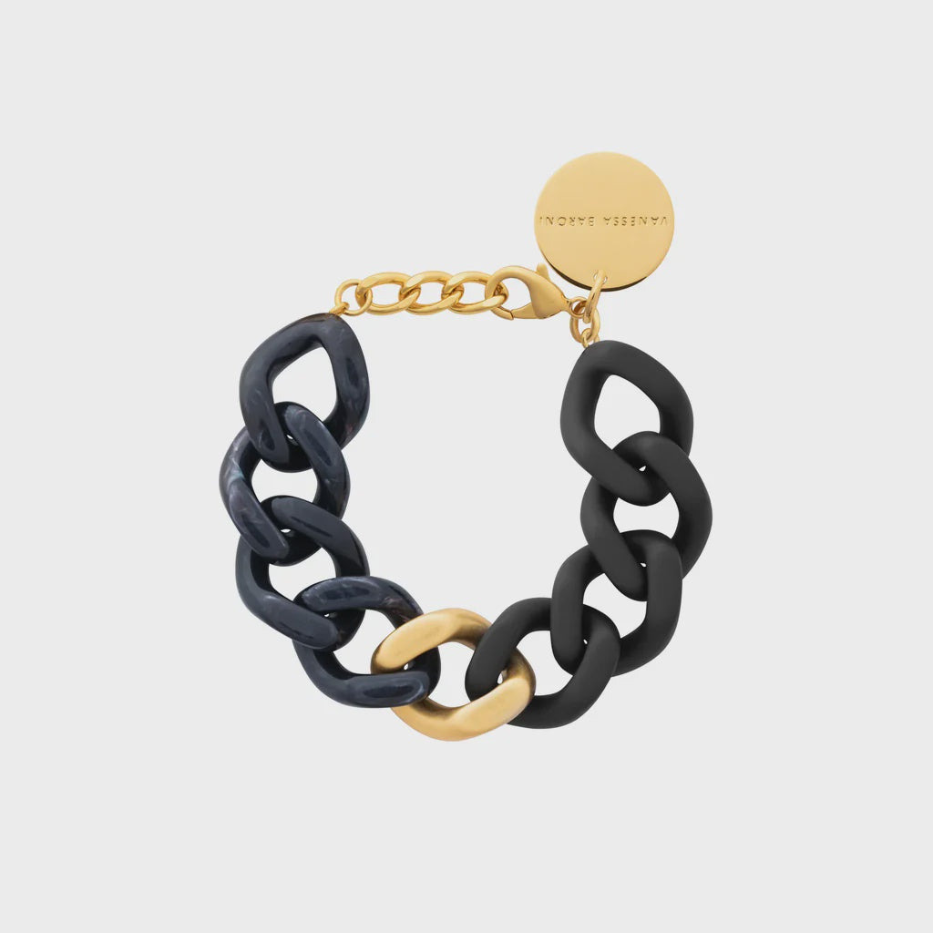 Vanessa Baroni Flat Chain Bracelet 2 color w gold matt black