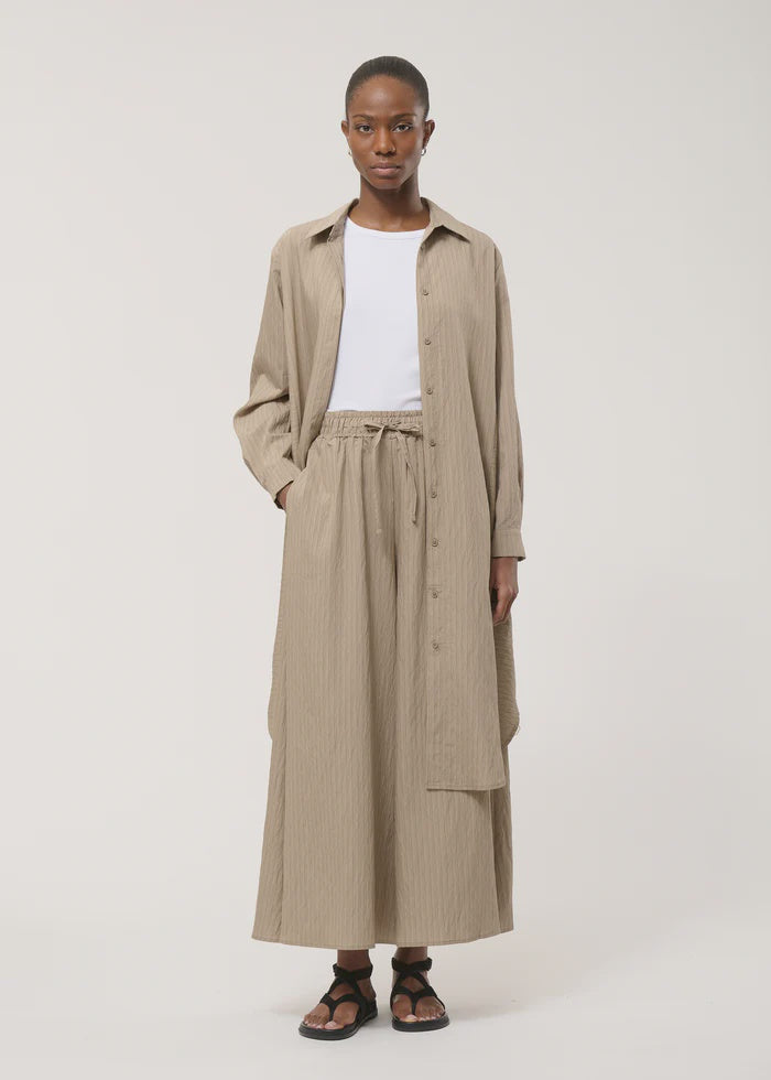 humility Taupe shirt dress with fine stripes