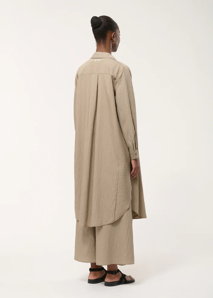 humility Taupe shirt dress with fine stripes