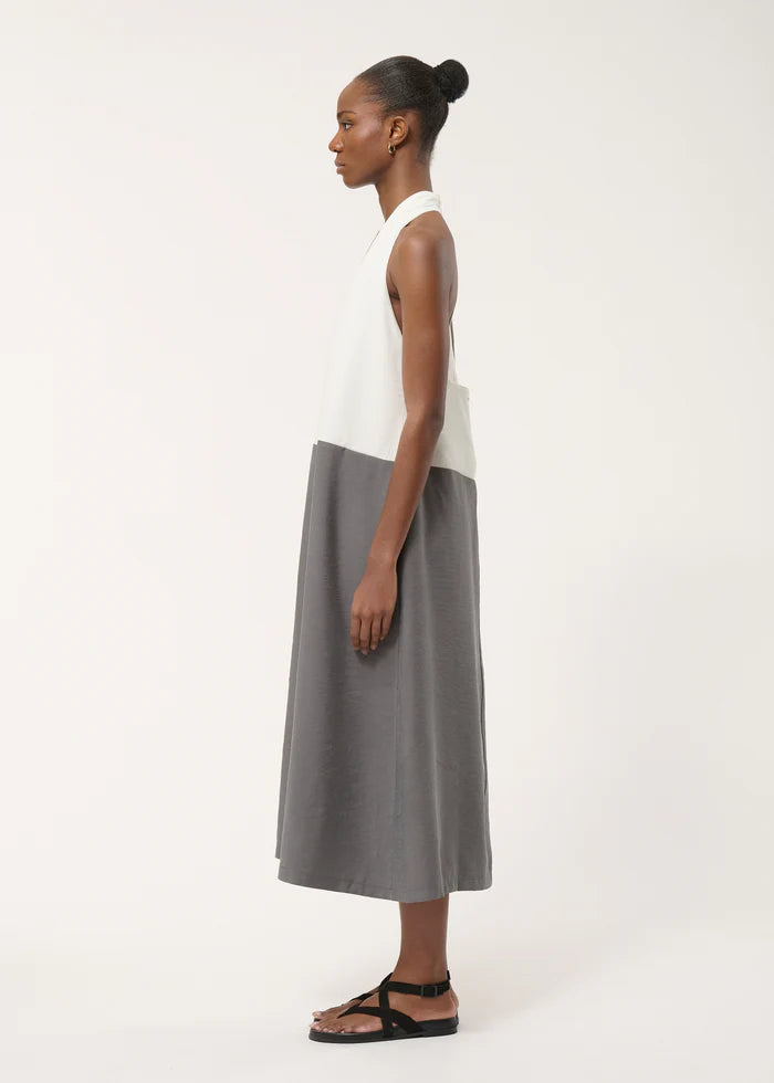 humility  Long dress with two-tone back neckline