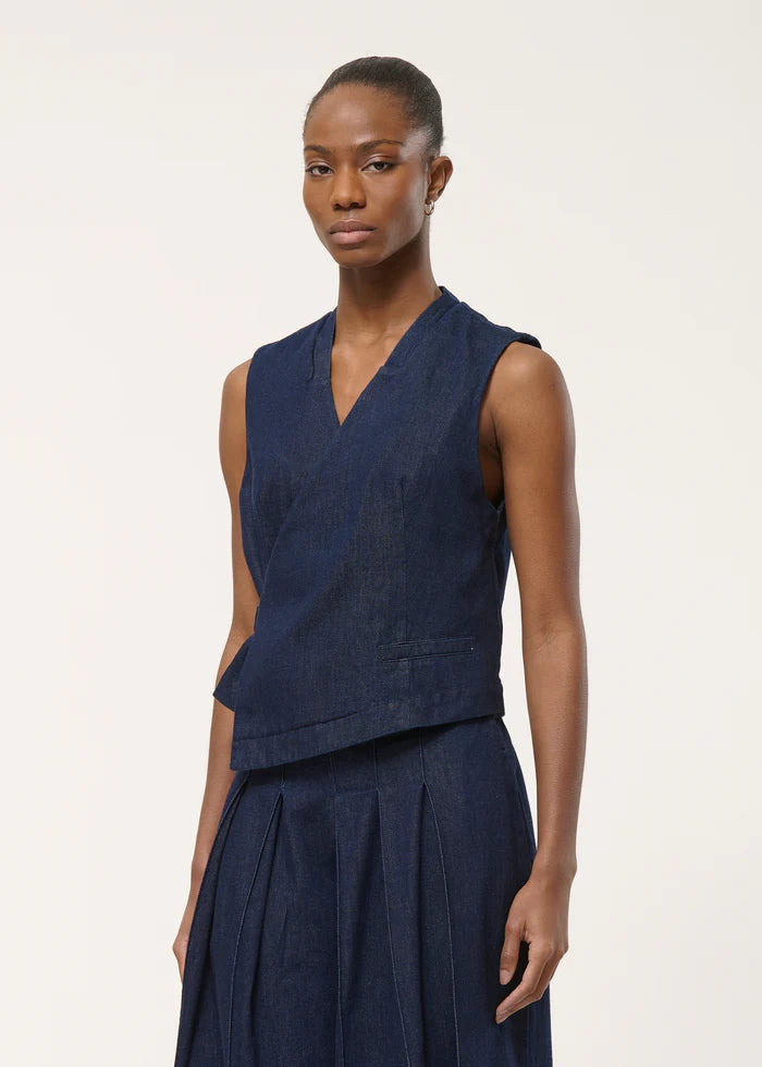 humility Denim wrap vest