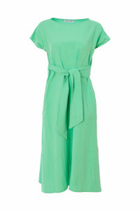 Kate Cooper Extended shoulder line linen dress with tie belt