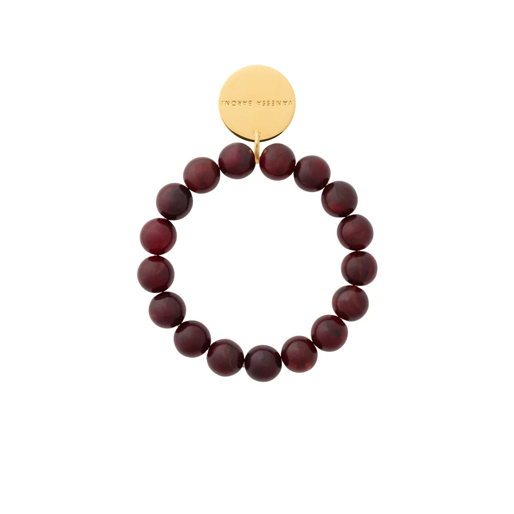 Vanessa Baroni Mini Beads Flex Bracelet bordeaux marble