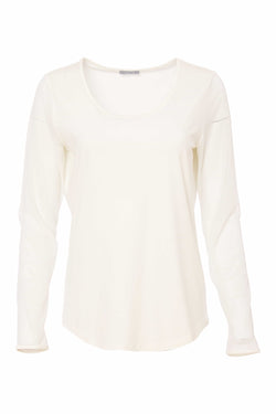 NAYA Jersey round neck top with mesh sleeve