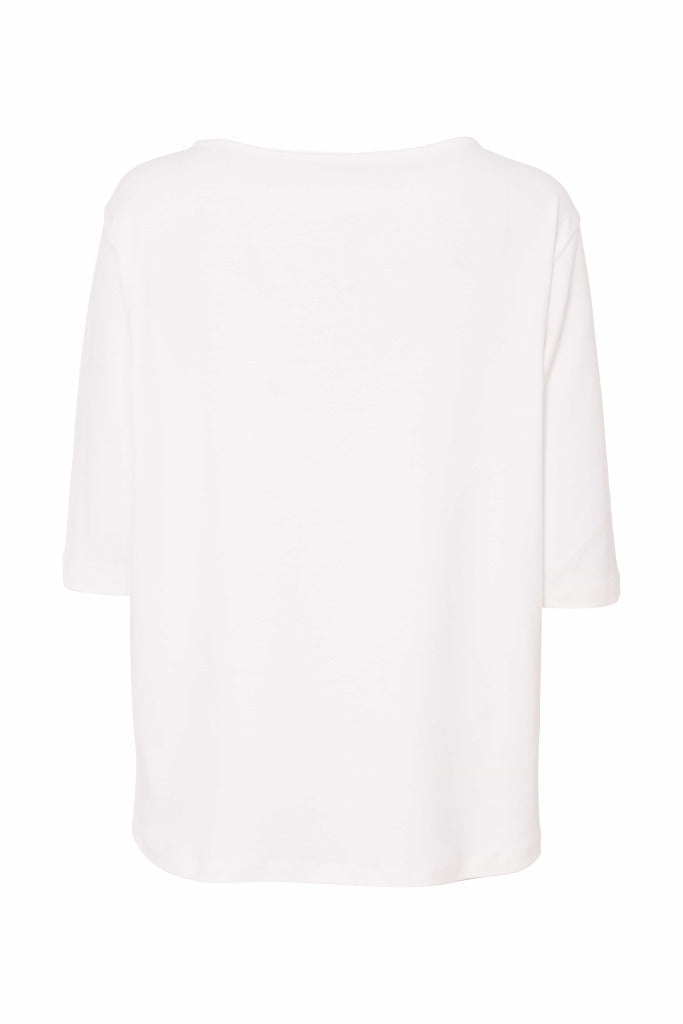 NAYA Jersey top with pleated colour trim hemline