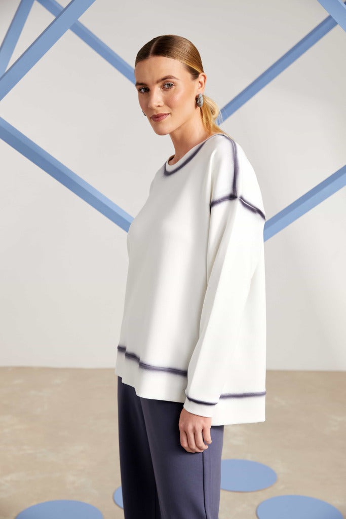 NAYA Round neck sweatshirt with spray effect at seams