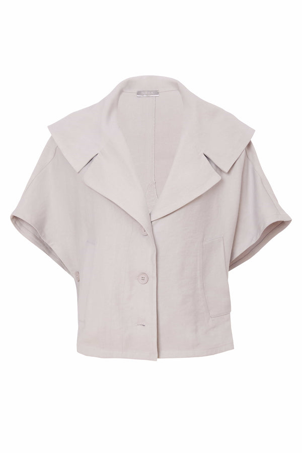 NAYA Wide collar shawl effect jacket with button side seam