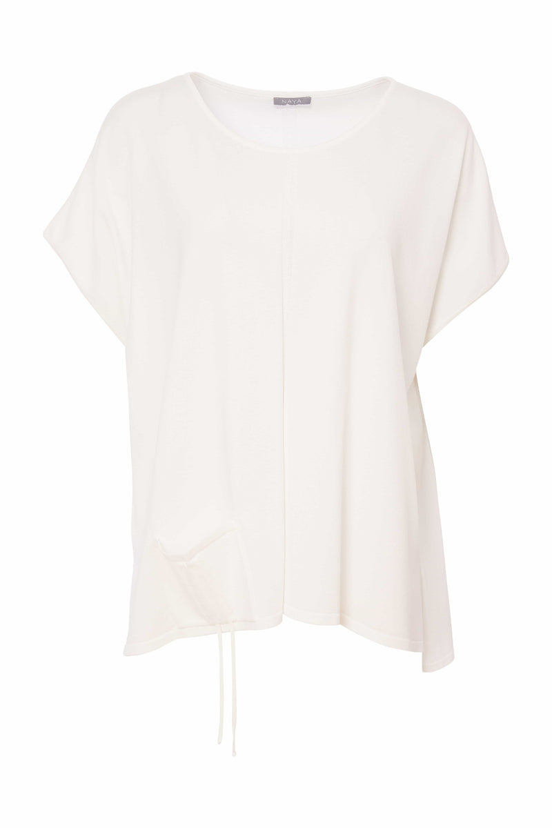 NAYA Round neck light knit with drawstring pocket detail