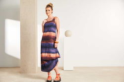 Naya Blurred wave print dress with shoulder strap