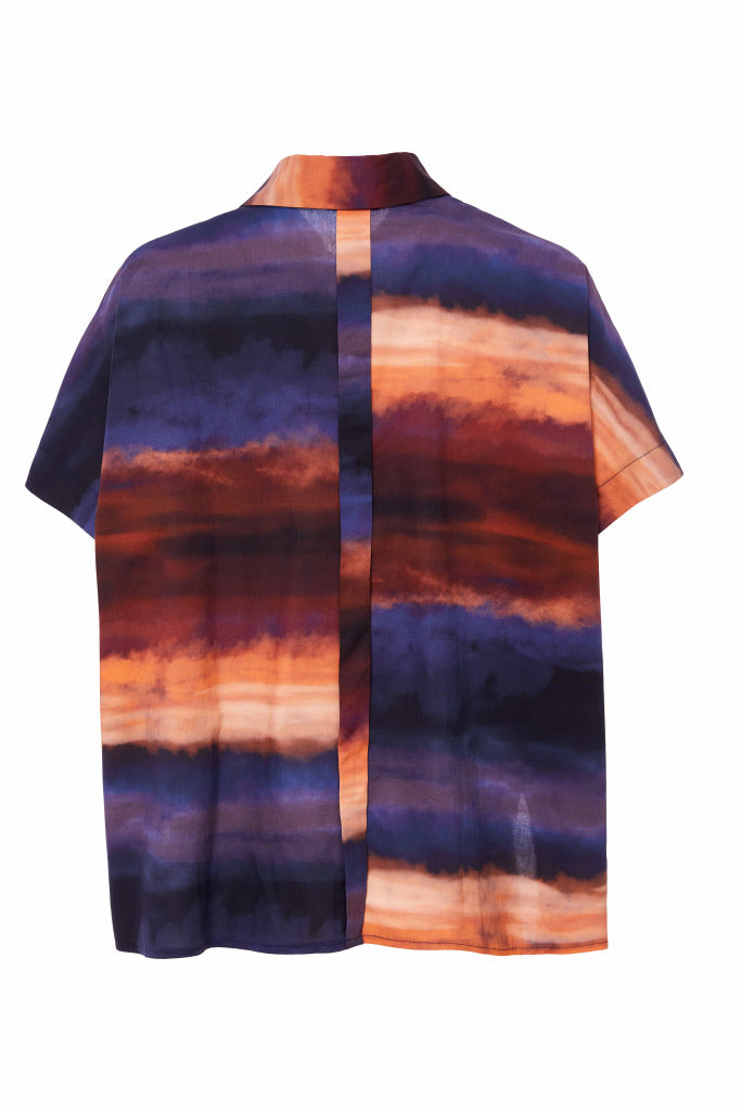 Naya Blurred wave print button through shirt