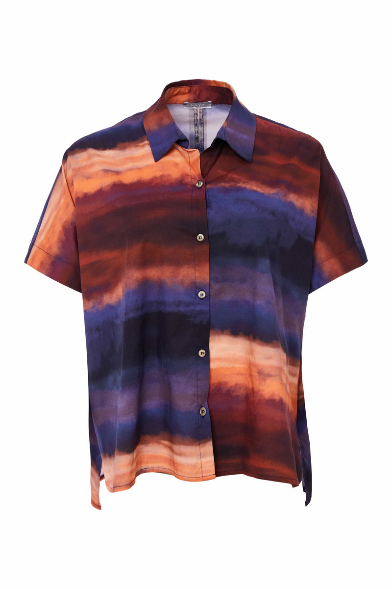 Naya Blurred wave print button through shirt