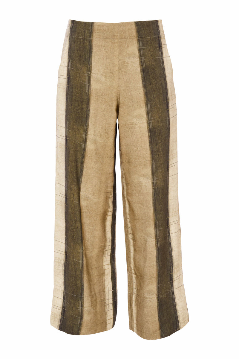 NAYA Wide stripe scratch print crop trouser with slit in side seam