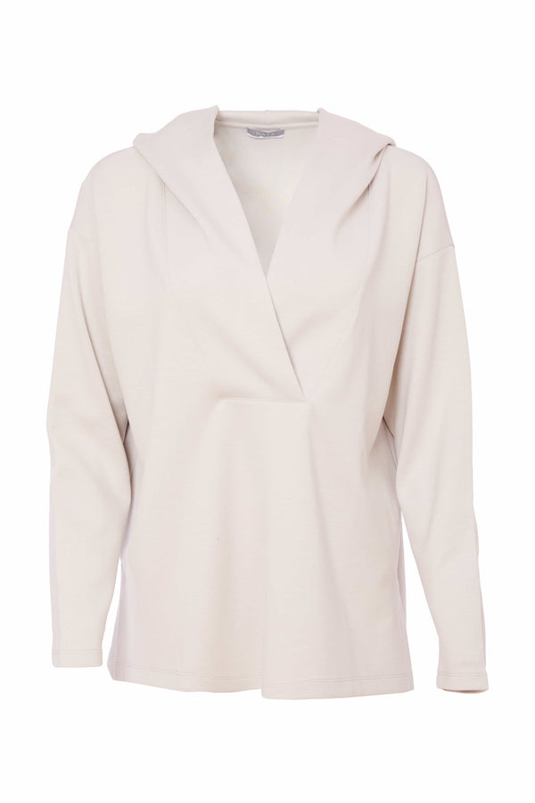 NAYA Hooded top with wrap over neckline with side vent