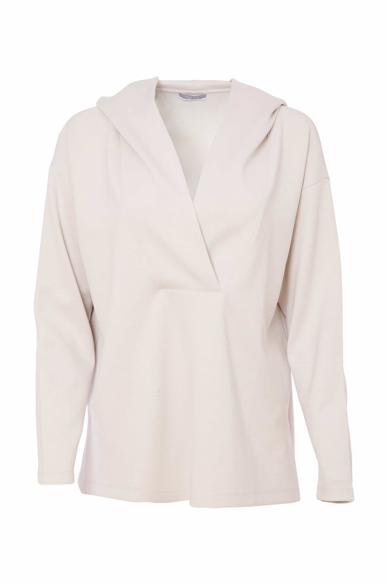 NAYA Hooded top with wrap over neckline with side vent